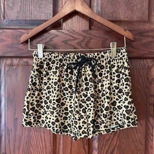 Leopard Print Drawstring Shorts